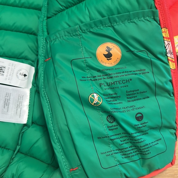 Save the Duck X The Animal observatory Kids Red lobster coat sz 6 Nwot,8 yrs NWT - Picture 10 of 15
